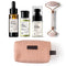 Brillare Salicylic Acid Face Serum and Powder Face Wash and Liquid Moisturizer With Jade Roller and Baby Pink Pouch